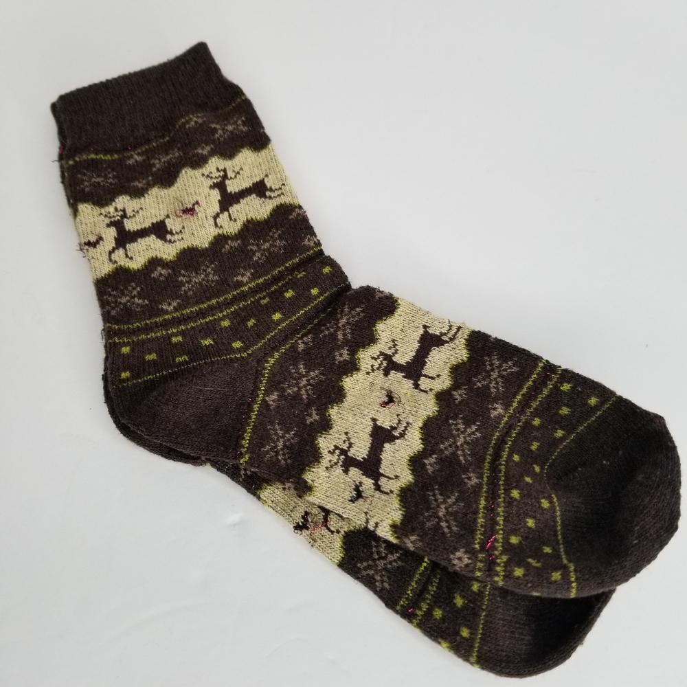 🍁3/$25 5 Pr Holiday Reindeer Socks - Picture 8 of 8